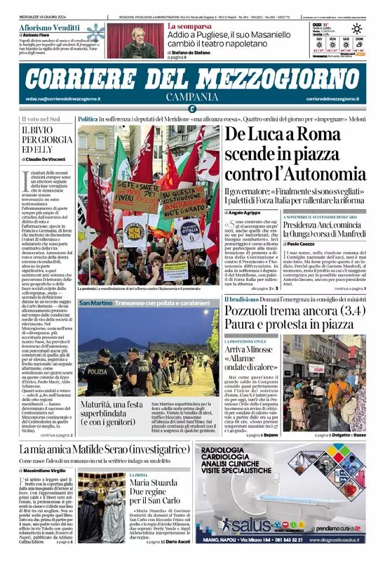 Prima-pagina-corriere del mezzogiorno-del-2024-06-19